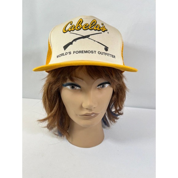 Cabela’s Other - Vintage 1980s Truckers Hat Cabela's Snapback White Yellow